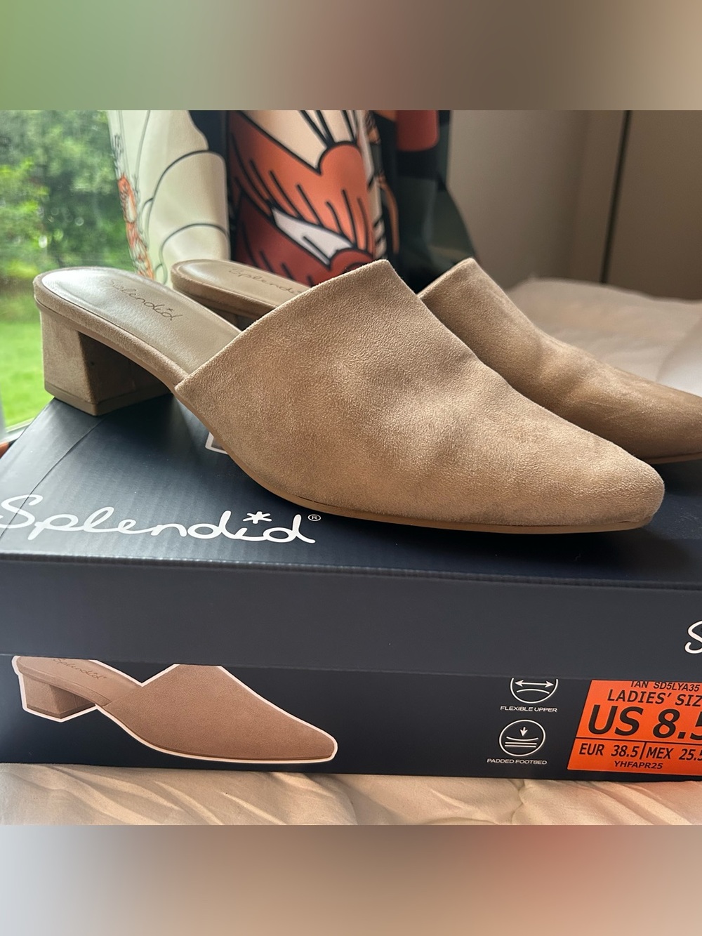 Splendid Tan Suede Slip-On Mule with Low Block Heel